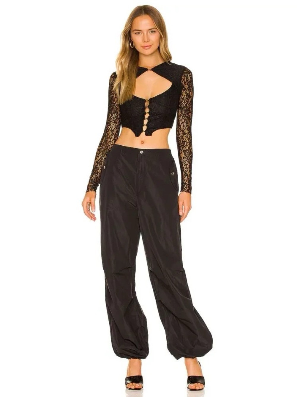 AFRM Santi Corset Lace Crop Top Sheer Romantic Going Out Women Size M